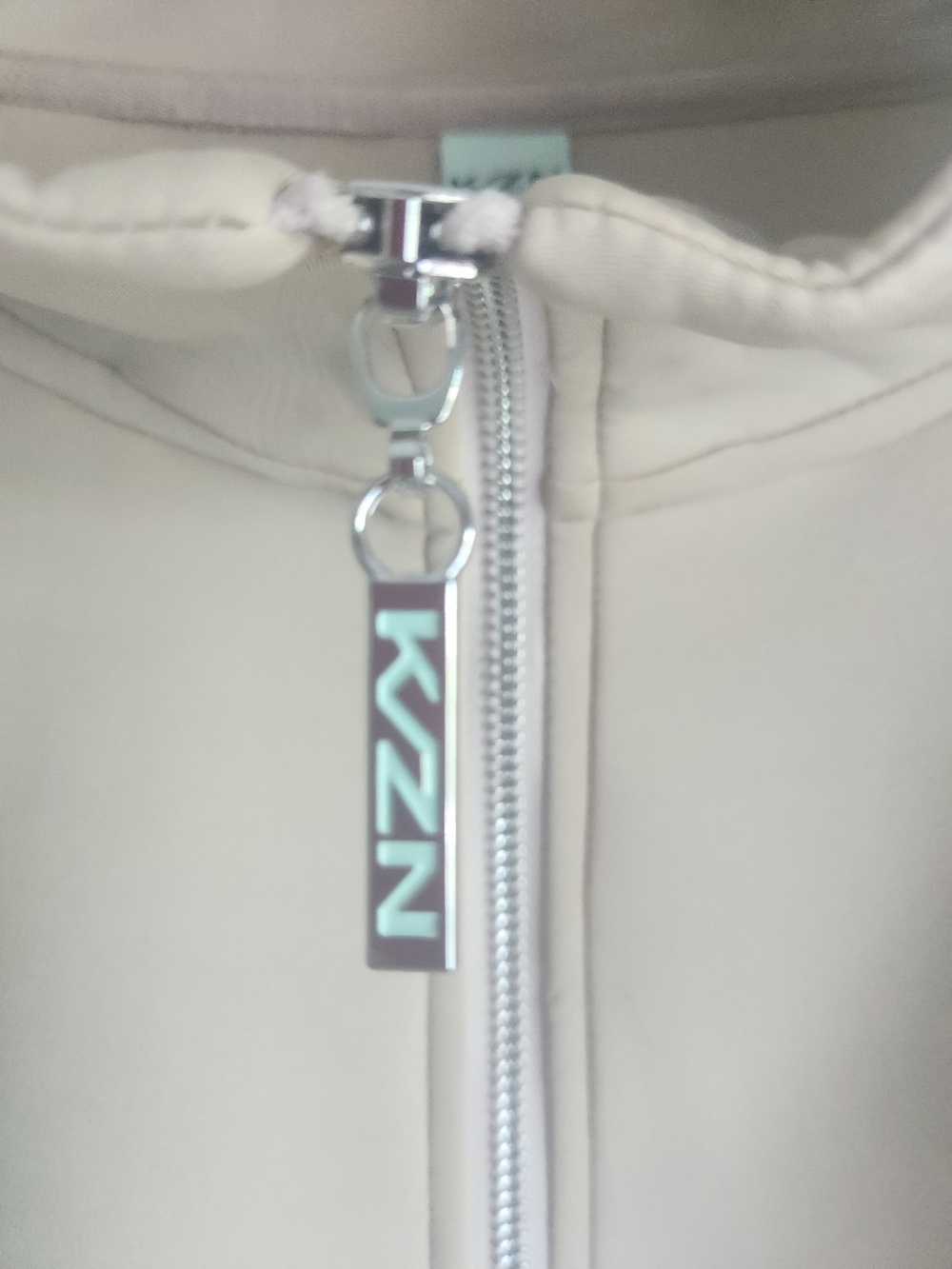 K/ZN Women's Beige Neoprene Double Zip-Up Jacket XL - Picture 10 of 16